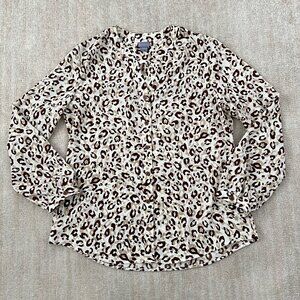 3 for $6 Laura Scott Animal Print Button Up Blouse Top L